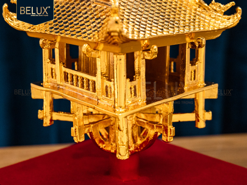 Mô hình Chùa Một Cột bằng đồng mạ vàng 24k